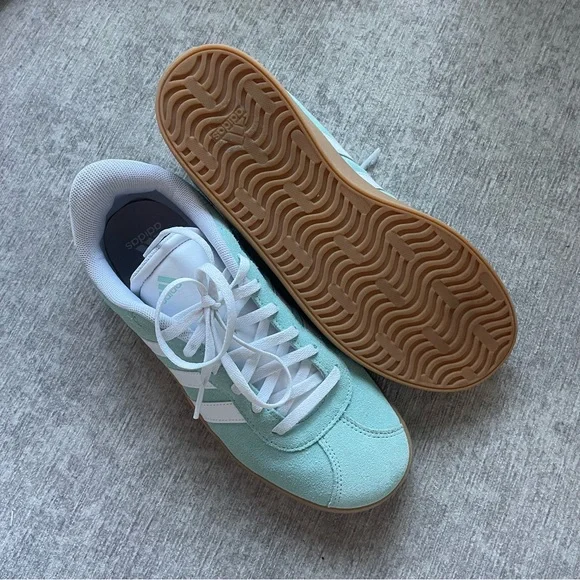 Adidas Three Stripe Suede Blue Sneakers - Picture 3 of 6